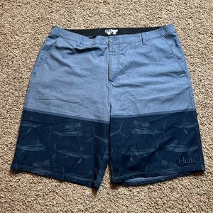 Mens Huk Fishing Swim Trunk Shorts Gray Blue Mens Size 42 IL:A